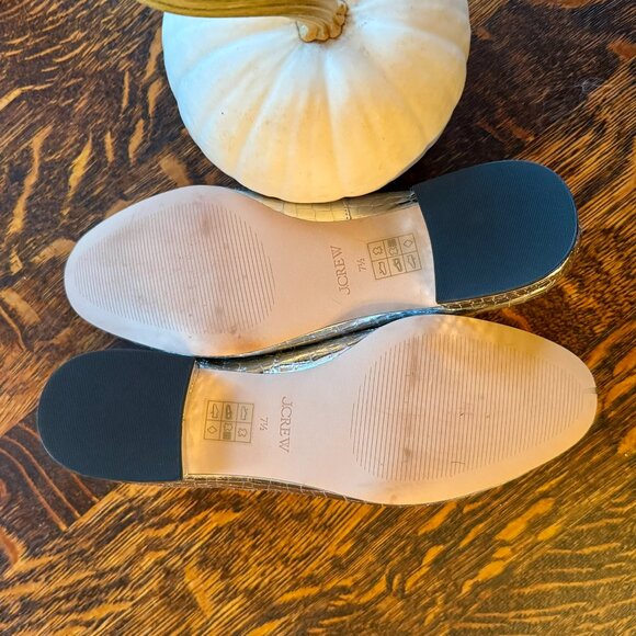 NWOT J. Crew Teagan T-strap Heels in Metallic Croc-Embossed Leather 7.5M - Picture 4 of 7